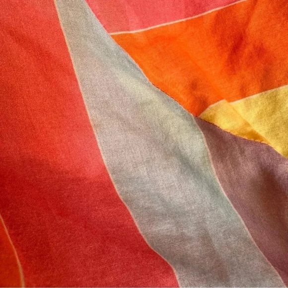 Tara Jarmon Stripey Midi Dress V-neck Colorful Rainbow Stripes Size 38 RTR - Picture 13 of 13